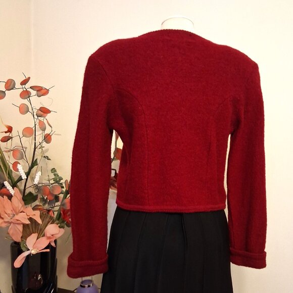 Vintage Braemar Jeremy Scott Wine-red Burgundy 100% Wool Fall Winter Jacket - Picture 5 of 14